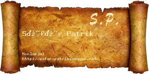 Sáfár Patrik névjegykártya