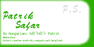 patrik safar business card